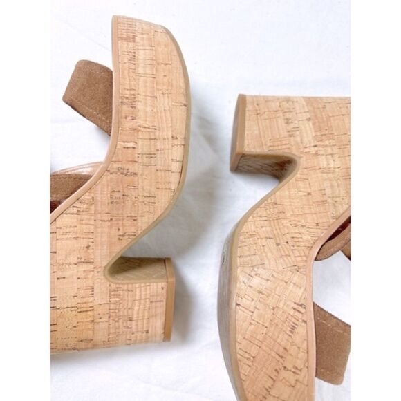 Dolce Vita Randi Slip On Women's Brown Suede Leather Buckle Strap Wedge Sandals - Picture 3 of 6